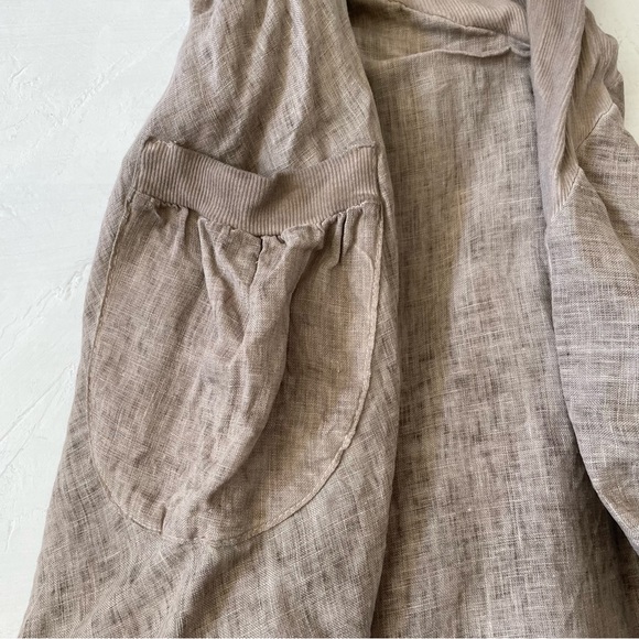 Inizio Italian Linen Magic Dress Taupe 3/4 Sleeves Dress Size L - Picture 6 of 8